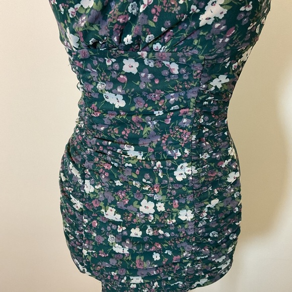 13. Live to be spoiled Floral Mini Ruched Sleeveless Dress Size Small - Picture 2 of 5